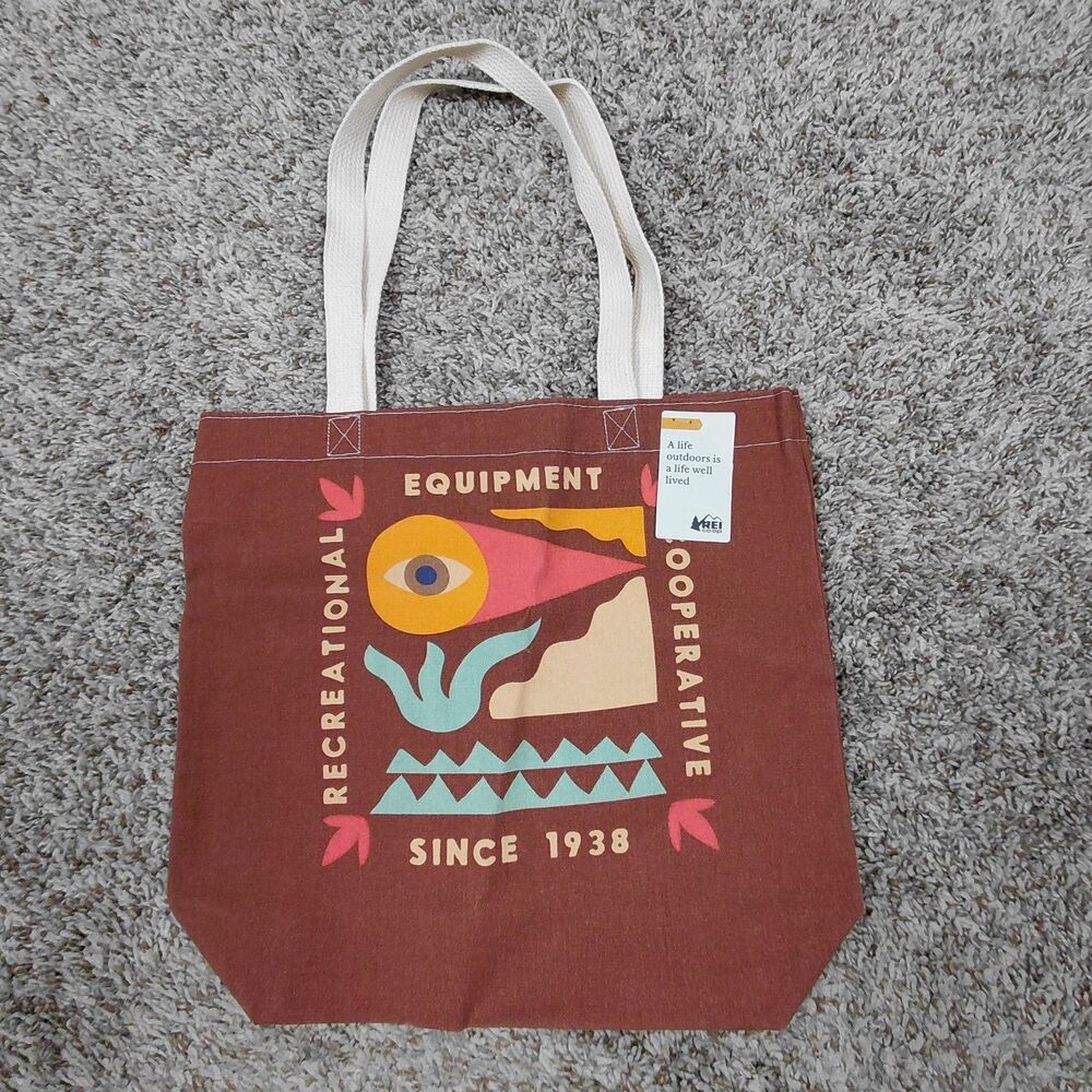 NEW REI Reusable Canvas Tote Bag 14.35"x13.25" Shopping Clay Brown
